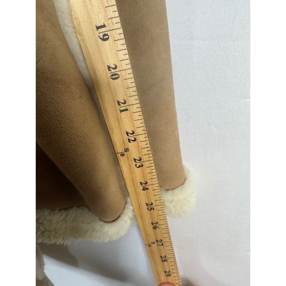 Vintage Tan Shearling Sheepskin Leather Suede Coat Women XL/2XL Men L - Picture 16 of 16